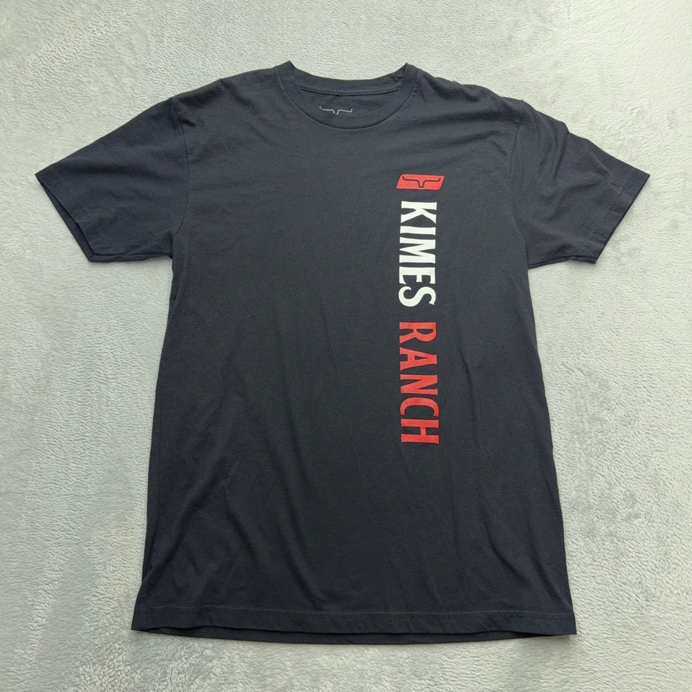 Kimes Ranch T-Shirt Mens Small Black Graphic Logo Vertical Short Sleeve Tee